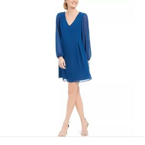 INC International Concepts  Blue Chiffon Shift Dress M